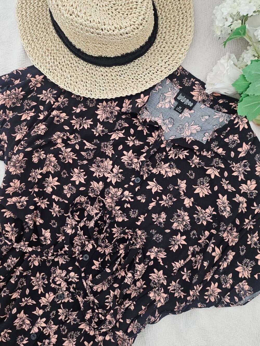 LuLaRoe Black Floral Button Front Maxi Dress Size M - Picture 9 of 12